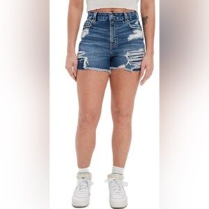 American Eagle Outfitters Dark Blue Ripped Jean Shorts